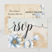 Carte postale Invitation vintage Blue floral RSVP (Devant / Derrière)