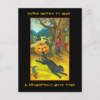 Carte Postale Invitation vintage De La Fête D'Halloween Avec Un