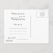 Carte Postale Invitation vintage de Thanksgiving (Dos)