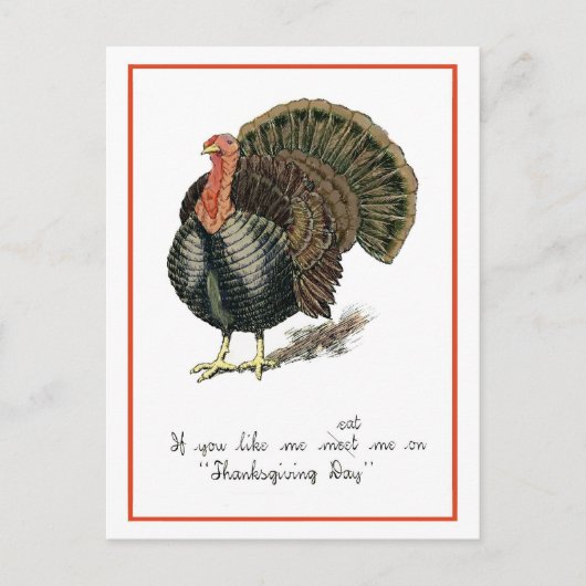 Carte Postale Invitation vintage de Thanksgiving (Devant)