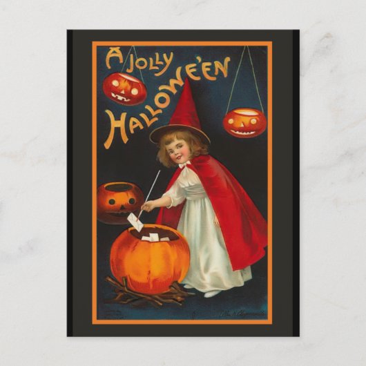 Carte postale Invitation vintage Jolly Halloween (Devant)