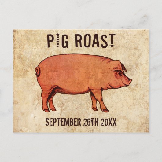 Carte Postale Invitation vintage Pig Roast Postcard IV (Devant)