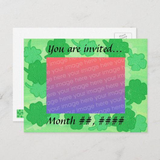 Carte postale Invitations photo Mariages Shamrocks (Devant / Derrière)