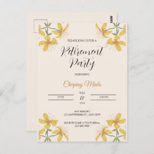 Carte postale Invitative Retraite florale Bronze