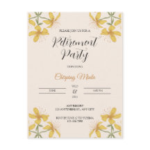 Carte postale Invitative Retraite florale Bronze