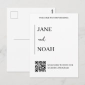 Carte Postale Invite de mariage esthétique minimale avec code QR (Devant / Derrière)