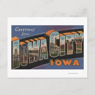 Carte Postale Iowa City, Iowa - Scènes de grandes lettres