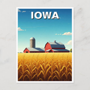Carte Postale Iowa Cornfield Red Grange