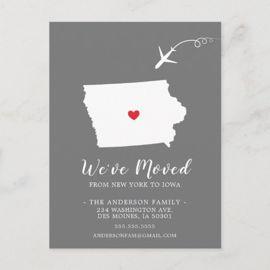 Carte postale IOWA de l'État de déplacement (Devant)