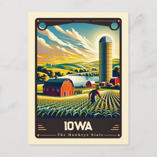 Carte Postale Iowa | Esprit patriotique Vintage (Devant)