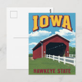 Carte Postale Iowa Hawkeye State Covered Bridge Vintage (Devant / Derrière)