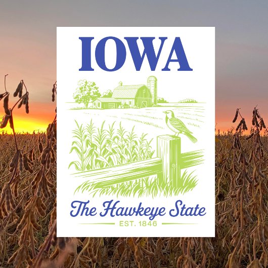 Carte Postale Iowa Le Hawkeye State Est. Ferme 1846