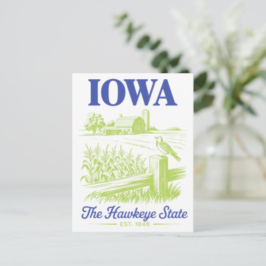 Carte Postale Iowa Le Hawkeye State Est. Ferme 1846 (Debout devant)