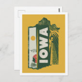 Carte Postale Iowa Retro Voyage Design Icone États-Unis (Devant / Derrière)
