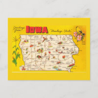 Carte postale Iowa State Map