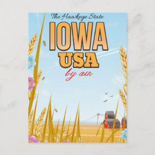 Carte Postale Iowa USA "L'État Hawkeye"Cartoon affiche de voyage