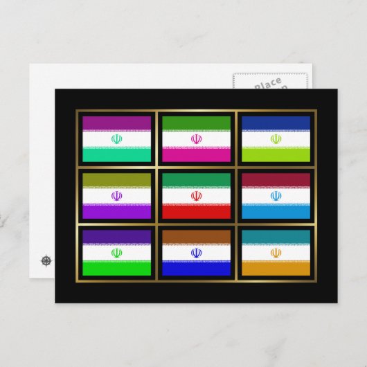 Carte postale Iran Multihue Flags (Devant / Derrière)