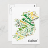 Carte Postale Ireland Cities Word Art (Devant / Derrière)