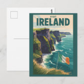 Carte Postale Ireland Cliffs of Moher Illustration Travel Art (Devant / Derrière)