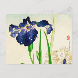 Carte Postale Iris bleu - estampe aquarelle japonaise