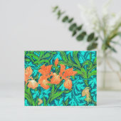 Carte Postale Iris de William Morris, orange et turquoise (Debout devant)