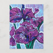 Carte Postale Iris Fleurs De Printemps Floral Peinture Violet (Devant)