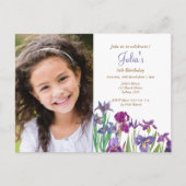 Carte Postale Iris photo d'anniversaire de la fille aux fleurs (Devant)