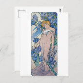 Carte Postale Iris (Quatre Fleurs), Alphonse Mucha (Devant / Derrière)