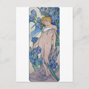 Carte Postale Iris (Quatre Fleurs), Alphonse Mucha