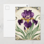 Carte Postale Iris Violet Art Nouveau (Devant / Derrière)