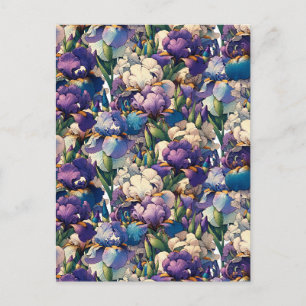 Carte Postale Iris violets Fleurs jardinage floral Jardin de fle