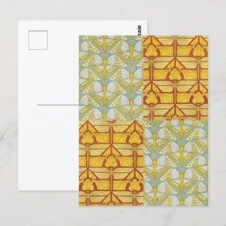 Carte Postale Irises Dragonflies Papillons Art Nouveau