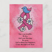 Carte Postale Irish Blessing Breast Cancer rose Ribbon Bleu Oise (Devant)