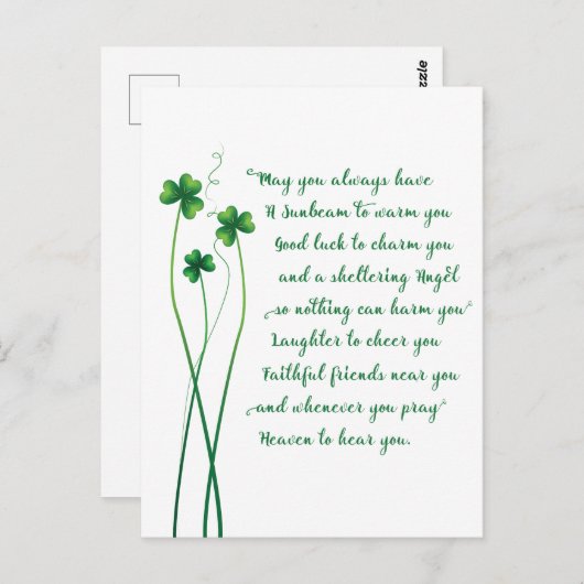 Carte postale Irish Blessing Calligraphy (Devant / Derrière)