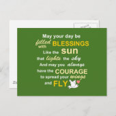 Carte Postale Irish Blessing for Courage - Typographie en vert (Devant / Derrière)