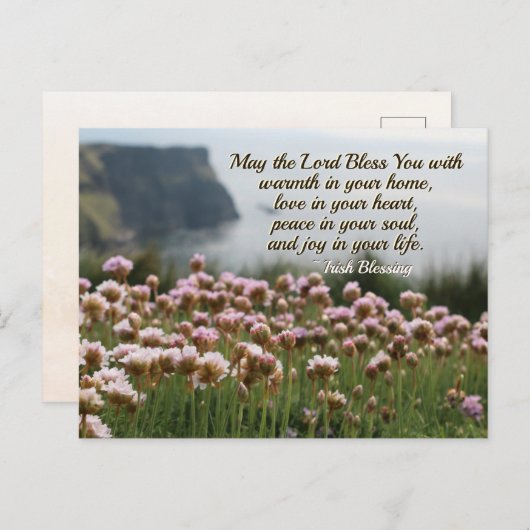 Carte Postale Irish Blessing, Love in Your Heart, Cliffs Irlande (Devant / Derrière)