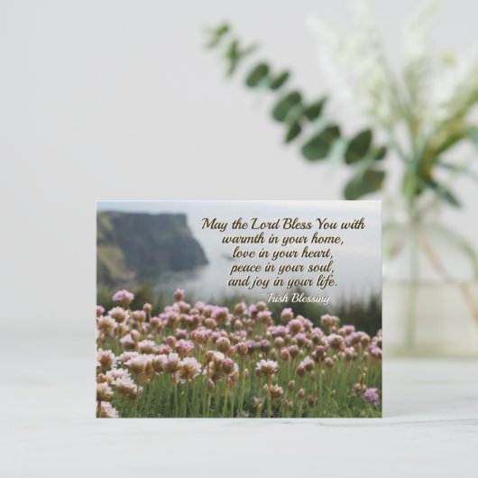 Carte Postale Irish Blessing, Love in Your Heart, Cliffs Irlande (Debout devant)