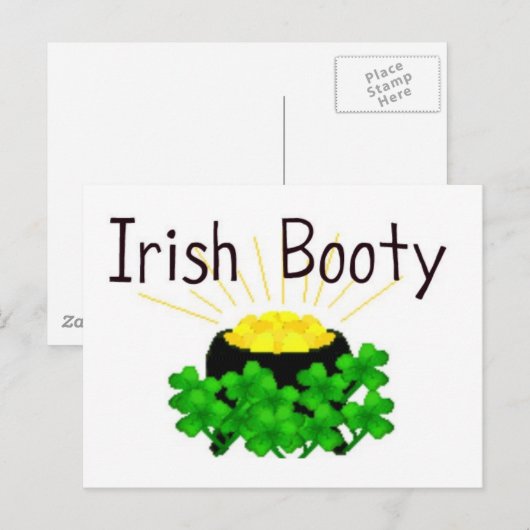 Carte Postale Irish Booty Pot of Gold St. Patrick's Day (Devant / Derrière)