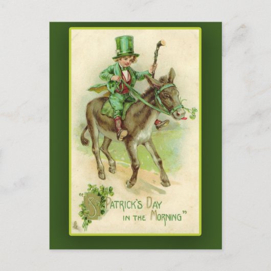 Carte Postale Irish Boy sur Donkey St. Patrick's Day Cards (Devant)