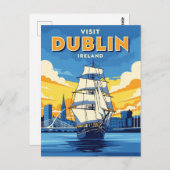 Carte Postale Irish Dublin Tall Ship (Devant / Derrière)