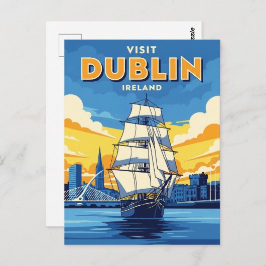 Carte Postale Irish Dublin Tall Ship (Devant / Derrière)