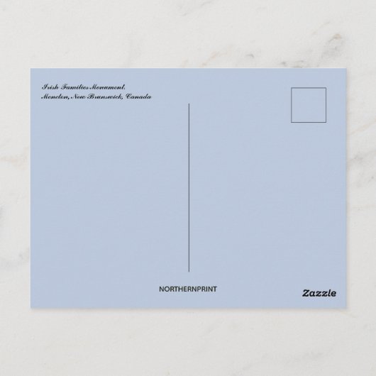 Carte Postale Irish Families Monument Moncton New Brunswick (Dos)