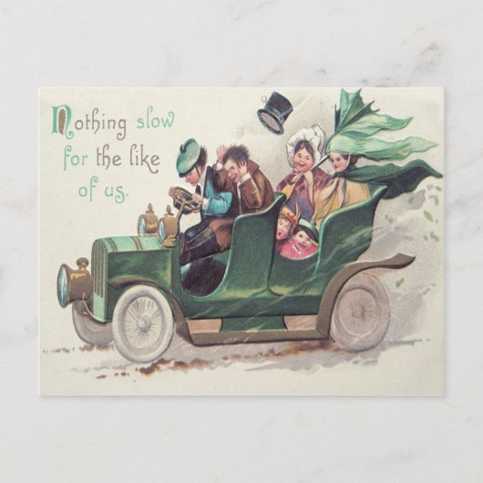 Carte Postale Irish Family Antique Car Driving (Devant)