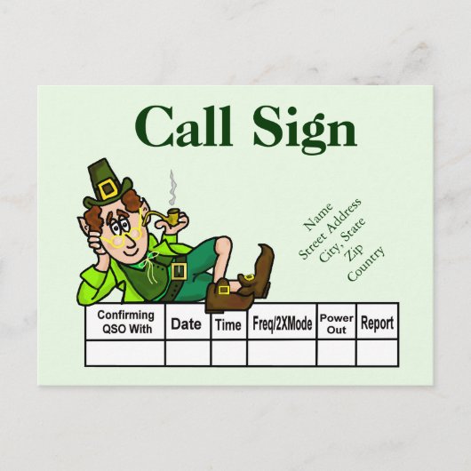 Carte Postale Irish Leprechaun Ham Radio QSL Card Personnaliser  (Devant)