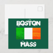 Carte Postale Irish Roots in Boston MA – Bold Flag Graphic (Devant / Derrière)