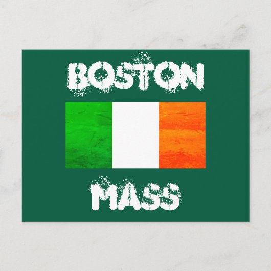 Carte Postale Irish Roots in Boston MA – Bold Flag Graphic (Devant)
