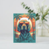 Carte Postale Irish Setter avec lunettes de soleil à la plage (Debout devant)