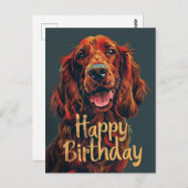 Carte Postale Irish Setter Joyeux anniversaire (Devant / Derrière)
