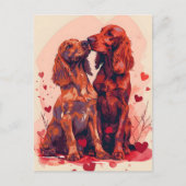 Carte Postale Irish Setter Valentine's day (Devant)