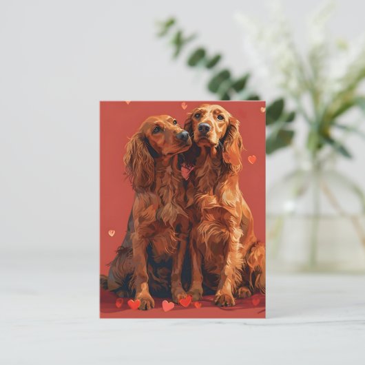Carte Postale Irish Setter Valentine's Day (Debout devant)